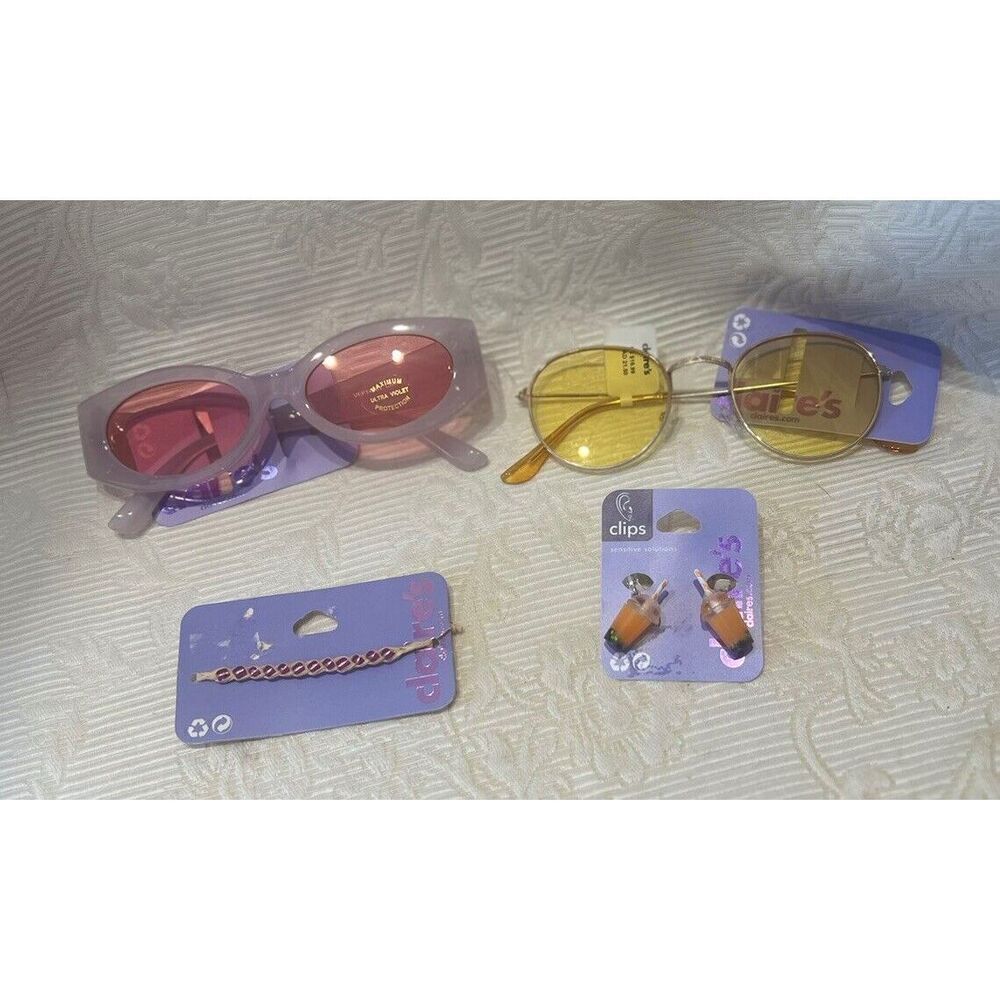 Lot Sunglasses Claire’s (3) Earrings, Bracelet Stocking Stuffer Gifts NWT